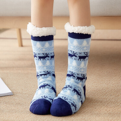 

Gobestart Christmas Women Cotton Socks Print Thicker Anti-slip Floor Socks Carpet Socks