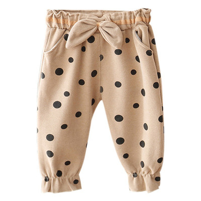 

Girls Pants Cotton Polka Dot Print Pants Casual Bow Decoration Trousers Toddler Clothes Bottoms