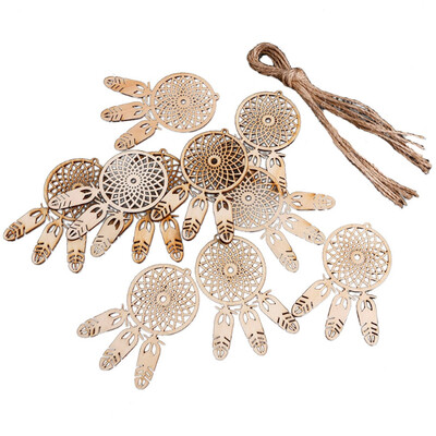 

Wooden Dream Catcher Decorations Feather Shape Ornaments Hanging Computer Cutting Home Decor Portable