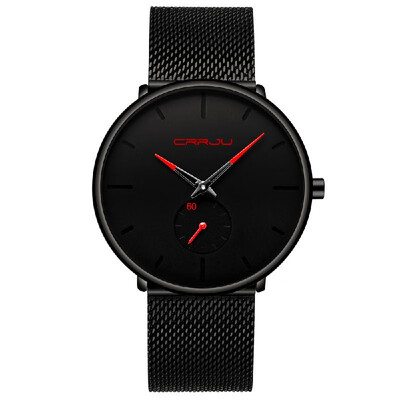 

CRRJU 2150 Men Watch Quartz Sport Simple Ultra-Thin Wristwatch Stainless Steel Strap 3ATM Waterproof Fashion Casual Male Watches R