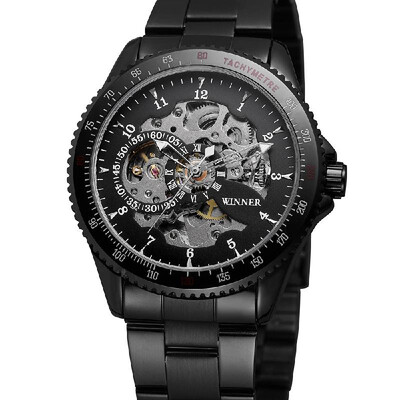 

Winner 8085 Men Fashion Automatic Mechanical Business Wrist Watch Luxury Fashion Military Watch Men Skeleton Dial Stainless Steel