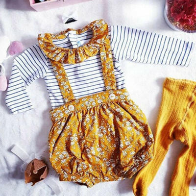 

AU 2PCS Toddler Kids Baby Girl Clothes Floral TopsShort Pants Overall Outfits
