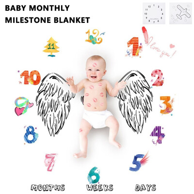 

Flannel Soft Plush Blanket Baby Monthly Milestone Blanket for Photography Photo Props Blankets