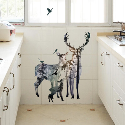

Gobestart Deer Elk Head Wall Sticker Home Decor Removable Living Room DIY