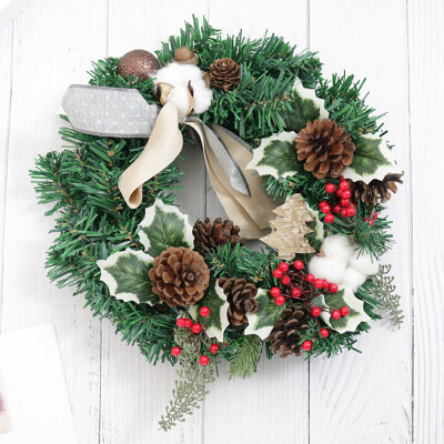 

Toponeto 30cm Christmas Wreath Door Wall Ornament Garland Decoration Christmas Present