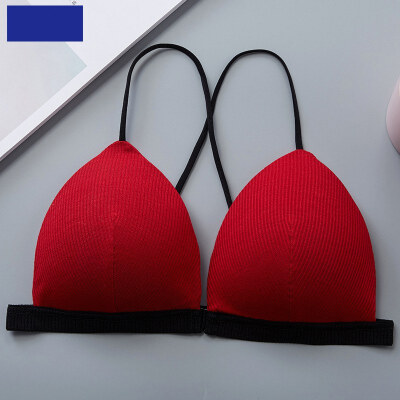 

Sexy Women Lingerie Front Closure Bra Wire Free Solid Color Cross Back Beauty Back Bra Comfort Breathable Underwear Bra