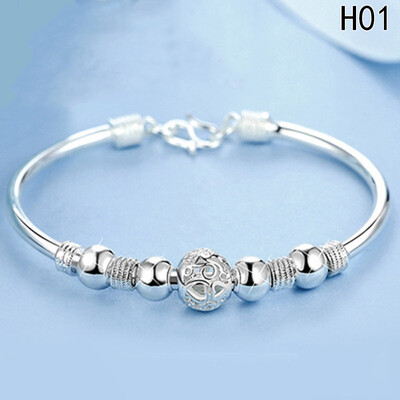 

Available Bracelet Silver Plated Style White Delicate Ball s Fashion Copper Bracelet Chic Jewelry