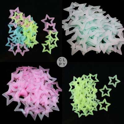 

Colorful Fluorescent Wall Stickers Luminous Stars Hollow Three-dimensional Fluorescent Wall Patch Home Diy Decor