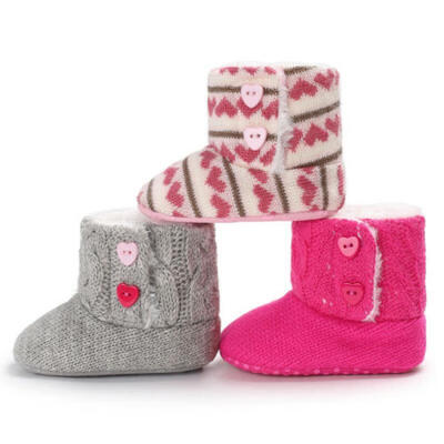

Infant Baby Girls Boys Crochet Knit Woolen Soft Bottom Toddler Shoes Snow Boots