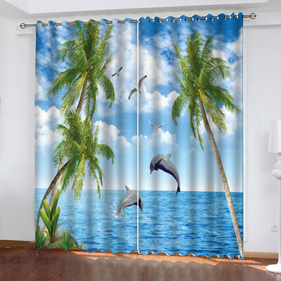 

Gobestart Beach Series Printed Curtains Living Room Bedroom Blackout Curtains