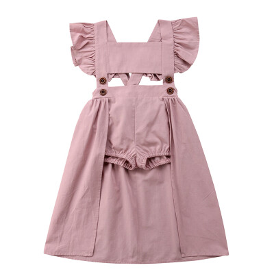 

Children Girls Fashion Beautiful Dresss Solid Color Ruffled Sleeve Long Dress Kids Girl Clothing