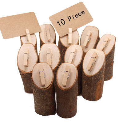 

DIY Wooden Place Card Holders Wedding Party Round Cylinder Base Clip for Card Memo Photo Picture Wedding Party Ornament 10pcs