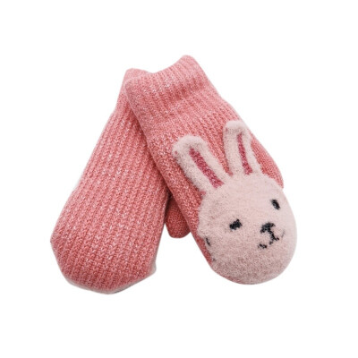 

Kids Gloves Winter Cartoon Rabbit Children Thicken Warm Gloves Girls Cute Full Fingers Rabbit Hair Wool Mittens