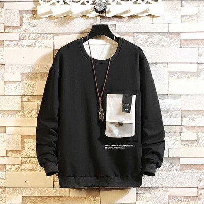 

Toponeto Mens Autumn Winter Casual Solid Color Pocket Long Sleeve Top Blouse Sweatshirt