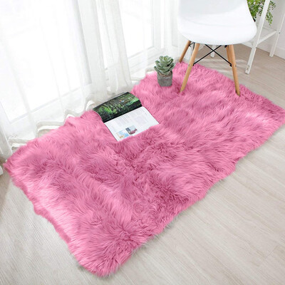 

Toponeto Wool Imitation Sheepskin Rugs Faux Non Slip Bedroom Shaggy Carpet Mats