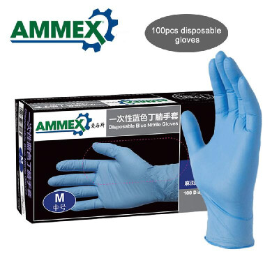 

AMMEX 100Pcs Disposable Nitrile Rubber Glove Oil Resistant Puncture-proof Gloves for Labor Home Food Medical Dental Use