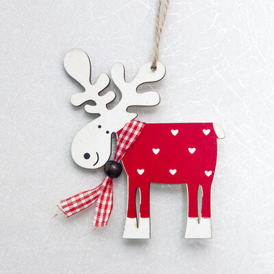 

Wooden Painted Tree Elk Pendant Christmas Party Decoration Hanging Deer
