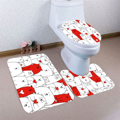 

Gobestart 3pcs Colorful Pattern Non-Slip Bath Mat Bathroom Kitchen Carpet Doormats Decor