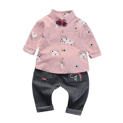

Baby Boy Clothes 2Pcs Cotton Fashion Plaid Print Long Sleeve Shirt Blouse Denim Trousers Casual Outfits Clothes