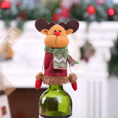 

Toponeto Christmas Decoration Wine Bottle Cover Set Santa Doll Family Dinner Decor A