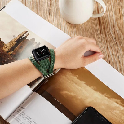 

〖Follure〗Double Tour Leather Accessory Band Replacement Bracelet For Apple Watch 38mm BK