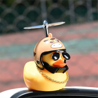 

New Arrival Cartoon Yellow Silica Gel Little Sunglass Duck Shape Car Decoration 12 Zodiac Duck Head Car Accessories