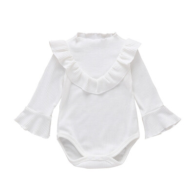 

Kids Girls Bodysuit Jumpsuit Newborn Clothes Infant Baby Flare Sleeve Ruffle Design Rompers 3-24M