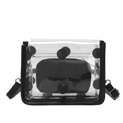 

2Pcs Women Dot Shoulder Bag Transparent Adjustable Crossbody Pouch Handbag Tote
