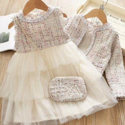 

UK Cute Kids Baby Girl Outfits Plaid Outwear Tops Princess Pageant Tutu Dress