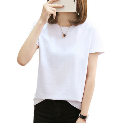 

T Shirt Women Solid T-shirts Female Summer Casual Tops O-Neck Short Sleeve T-shirt Korean Women Clothing