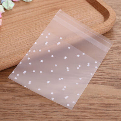 

100pcs Plastic Transparent Cellophane Polka Dot Candy Gift Bag with DIY Self Adhesive Pouch Wedding Birthday Party