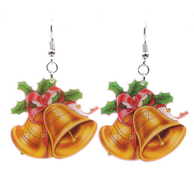 

Christmas Tree Bell Crutch Hook Drop Dangle Earrings Womens Jewellery Gift Christmas Party