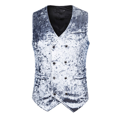 

Toponeto New Style For Men In Autumn Winter Fashion Golden Velvet Business Leisure Vest