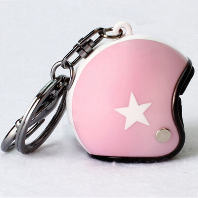 

Motorcycle Cap Knight Safety Hat Helmet Keychain Creative Car Keychain Yellow Hat White Star Lobster Clasp