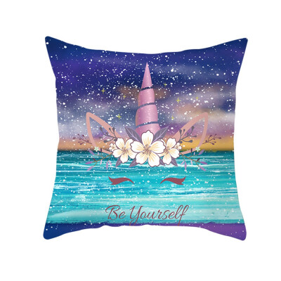 

Cute Rainbow Unicorn Pillow Printed Bed Sofa Cartoon Throw Pillow Case Cushion Cover