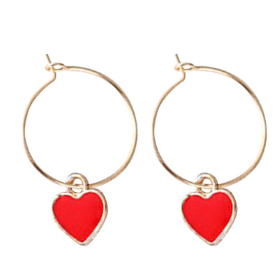 

Jewelry Earrings Red Love Heart-Shaped Asymmetric Earrings Korean Girls Personality Fashion Gift