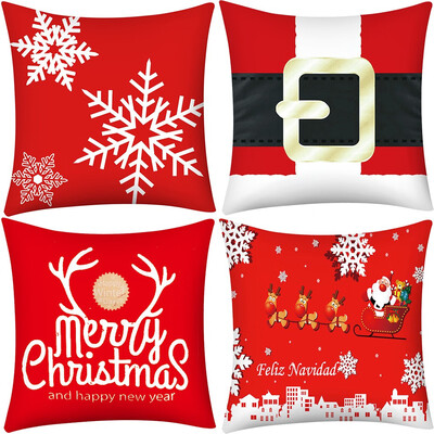 

Tailored Merry Christmas Print Pillow Case Polyester Sofa Car Cushion Cover Home Decor