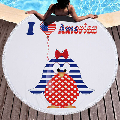

Gobestart Independence Day Round Beach Pool Home Shower Towel Blanket Table Cloth Yoga Mat