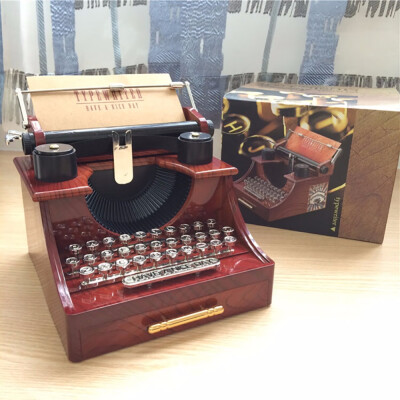 

Vintage Typewriter Hand Crank Music Box For Home Office Study Toy Gift Desktop Decoration Home D