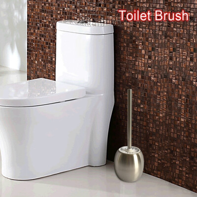

Stainless Steel Bathroom Toilet Brush & Round Holder Standing Cleaning Set