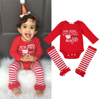 

Christmas Newborn Baby Girl Santa Claus Romper Jumpsuit Leg Warmers Outfits Set