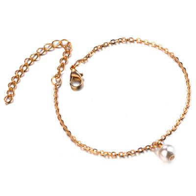 

Plain Chain Anklets For Women Elegant Imitation Pearl Charm Ankle Bracelet fascinating