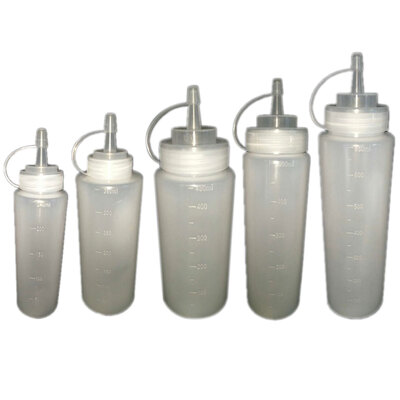 

2 Pcs Clear Scale Squeeze Bottles Refillable Dispenser Push Cap Salad Sauce Mustard Ketchup