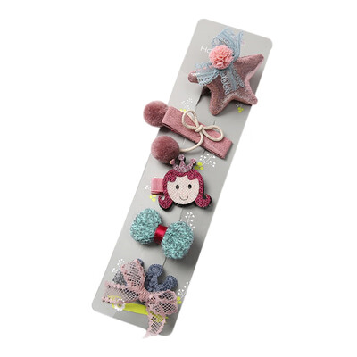 

5pcsSet New Bow Childrens Hair Clip Headwear Set Cute Baby Girl Crown Hair Accessories Barrettes Cartoon Hairpin