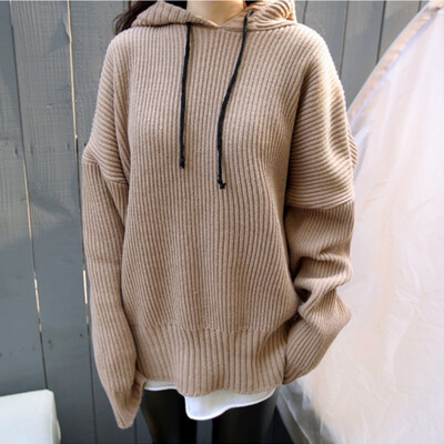 

Sweater Women Style Long-sleeved Hooded Pullover Loose Casual Solid Color Womens Sweater Sueter Mujer Invierno 2019