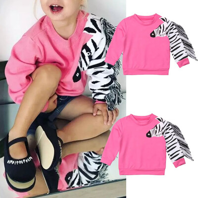 

Toddler Baby Girl Autumn Clothes Zebra Printed Tops T-Shirt Warm Sweatshirt
