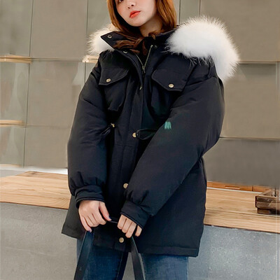 

Tailored Fashion Women Winter Warm Hooded Cotton Winter Jacket Solid Long-Sleeved Coat