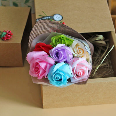 

7pcs Beautiful Handmade Soap Rose Flower with Box Hardcover DIY Valentines Day Birthday Gifts for Girl Mom Mothers Day Gift