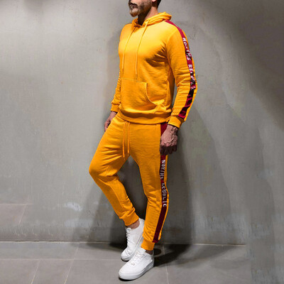 

Toponeto Mens Autumn Winter Pocket Sweatshirt Top Pants Sets Sports Suit Tracksuit
