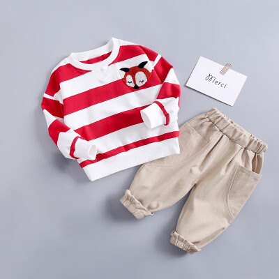 

Baby Clothes Autumn Baby Boys Girls Striped Animal Print Long Sleeve Sweatshirt BlouseTrousers Casual Outfits